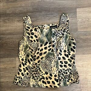 John Roberts Animal Print Sleeveless Top Blouse w/ back zipper Size 18